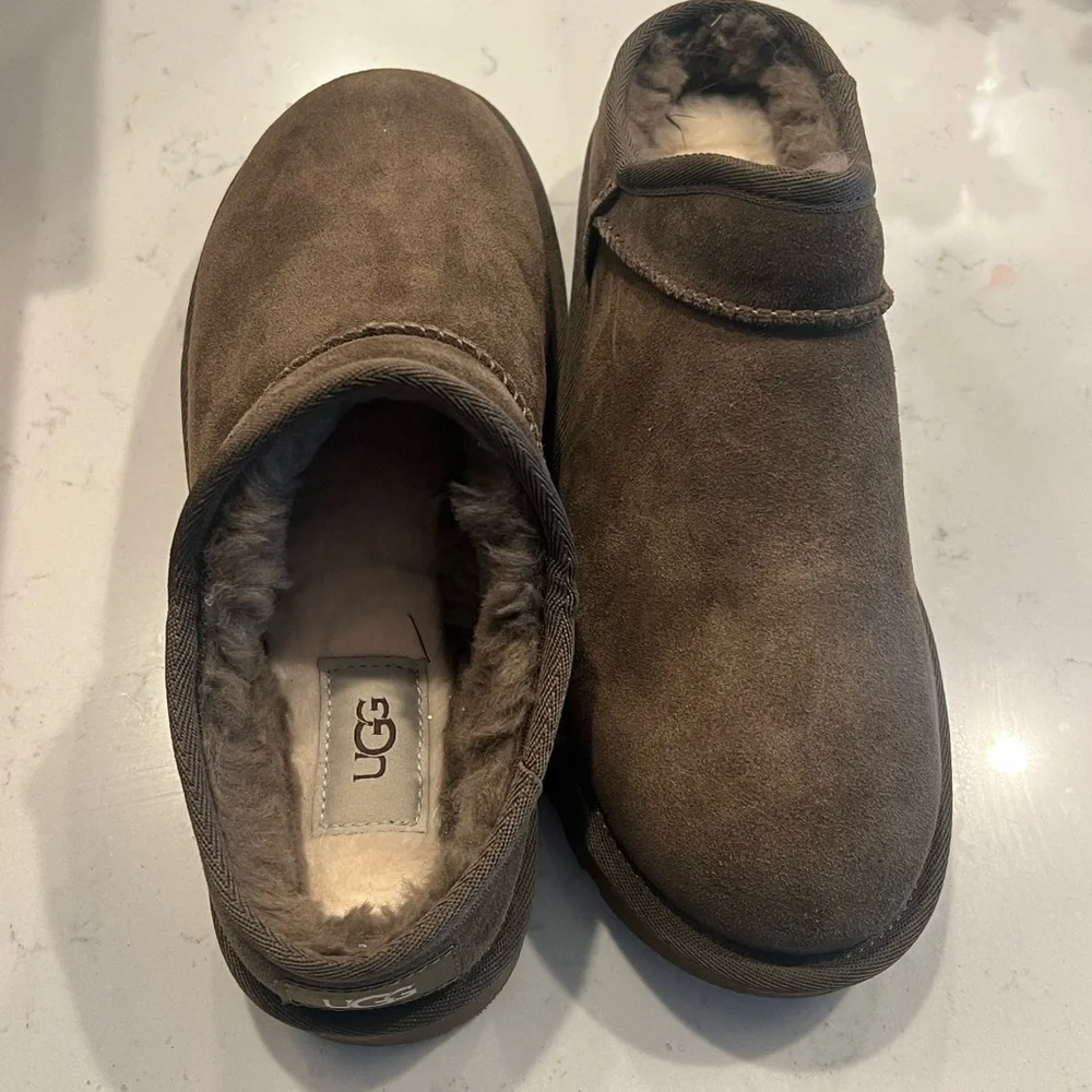 UGG Men’s Chocolate Brown Suede Shearling Slip-On